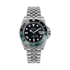 Sugess S420-2 Ocean Star GMT automatic diver 40mm, black dial, green and black Sprite bezel, jubilee bracelet, front