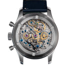 Sugess S423 exhibition caseback, hand-wind chronograph movement, SAPPHIRE, 29 JEWELS, SS316, blue leather strap