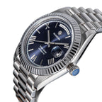 Sugess S433 day-date automatic 40mm, black dial, baguette markers, president bracelet, front on print