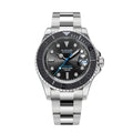 Sugess S450 Ocean Star automatic dive watch 40mm, grey dial, black bezel, blue seconds hand, steel bracelet, front
