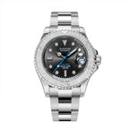 Sugess S450 Ocean Star automatic dive watch 40mm, grey dial, platinum steel bezel, blue seconds hand, steel bracelet, front