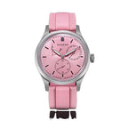 Sugess S458 automatic power-reserve watch, pink dial, pink rubber strap, front view