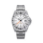Sugess S463 white-dial GMT automatic watch, steel oyster bracelet, centred front view on white