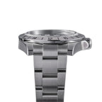 Sugess S463 white-dial GMT automatic watch, side profile showing case flank, S crown and 24-hour bezel