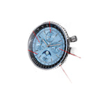 Sugess S468 vintage chronograph feature callouts on ice blue dial