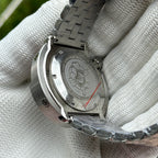 Engraved caseback of the STEELDIVE SD1975B on its steel bracelet